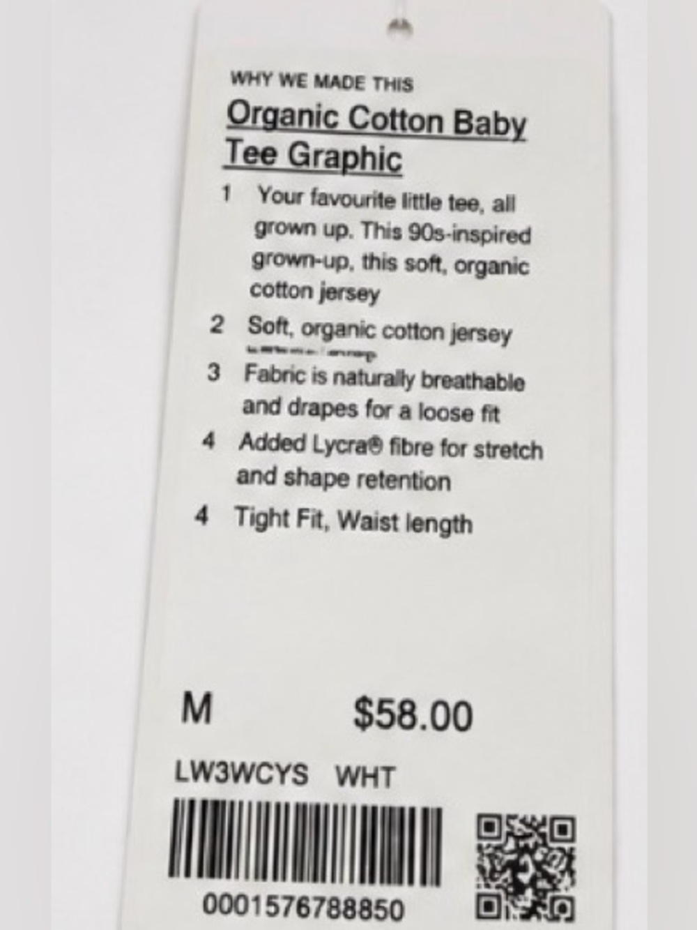 Lululemon Tennis & Sports Club Graphic Baby Tee NWT White Size M Rare - Picture 5 of 5